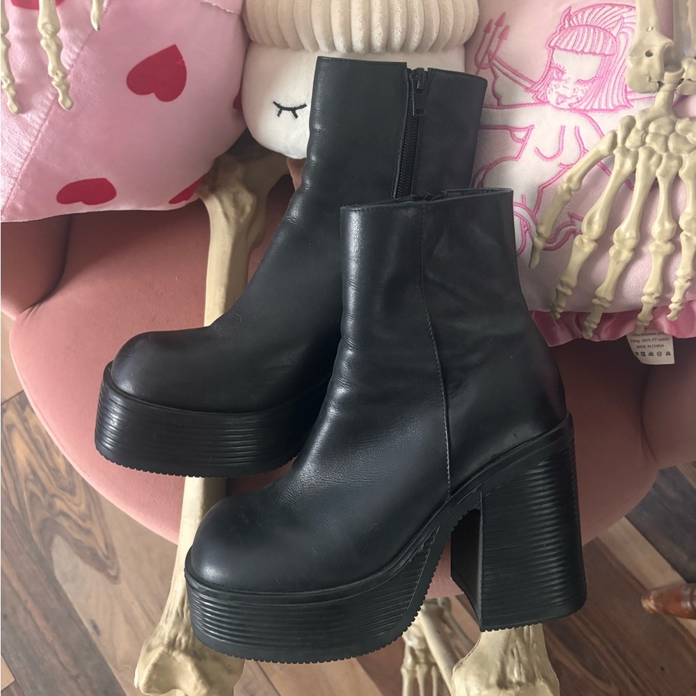 UNIF Black Platform Ankle Boots